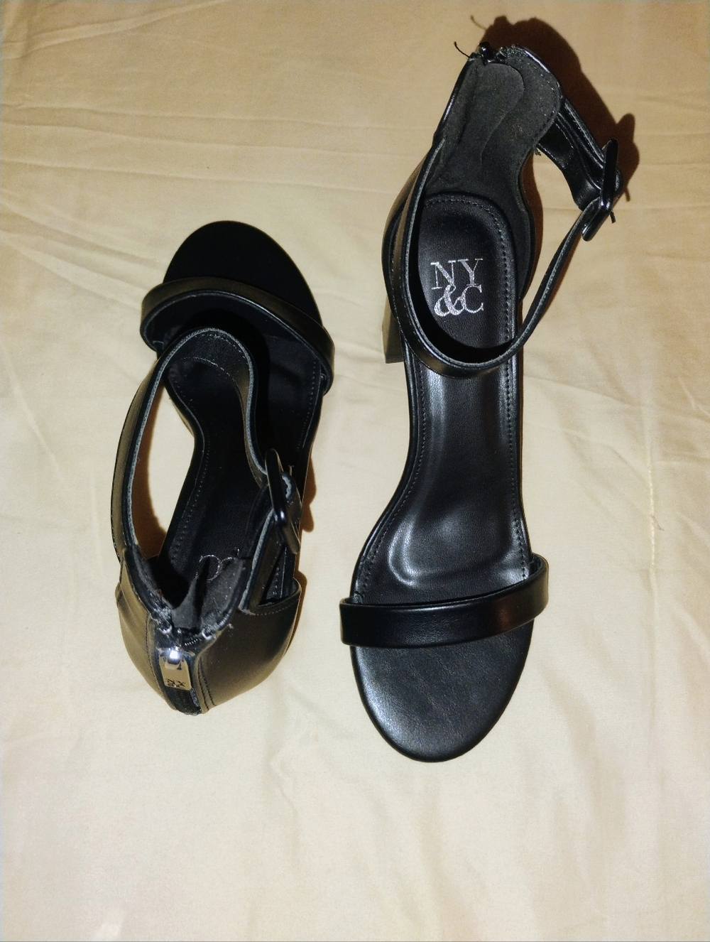 New York & Company Black Strappy Open-Toe Heels